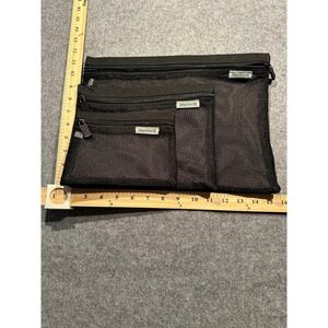 Magellan's Black Mesh Travel Pouch Set of 3 Zippered Organizer Bags Utility Case